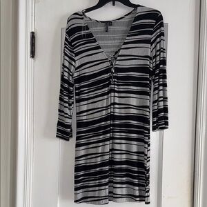 Apt. 9 Black and Gray Striped Lace-Up Top. Size small but fits like a medium.